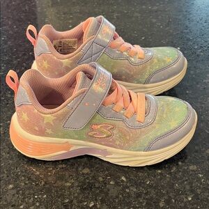 Skechers Kids Glitter Star Sneakers (Light Up)- Pink, Lavender & Mint